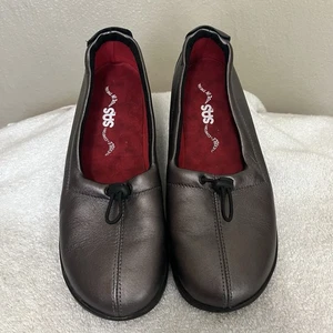 Zapatos para mujer SAS San Antonio Funk Santolina gris metálico sin cordones de cuero 8M - Imagen 1 de 9