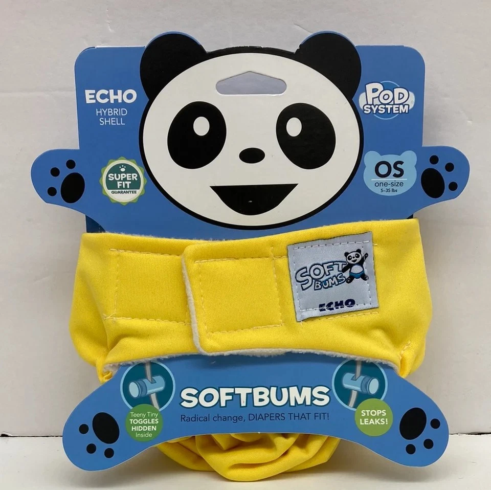 Cubierta de pañal de tela reutilizable ajustable SoftBums AMARILLO H&L con inserto 1 nuevo Foto 1 de 4