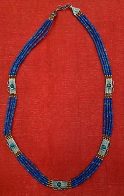 LAPIS LAZULI Coral Turquoise .925 Silver Multi-Strand Beaded Layered Necklace - Image 1 of 4