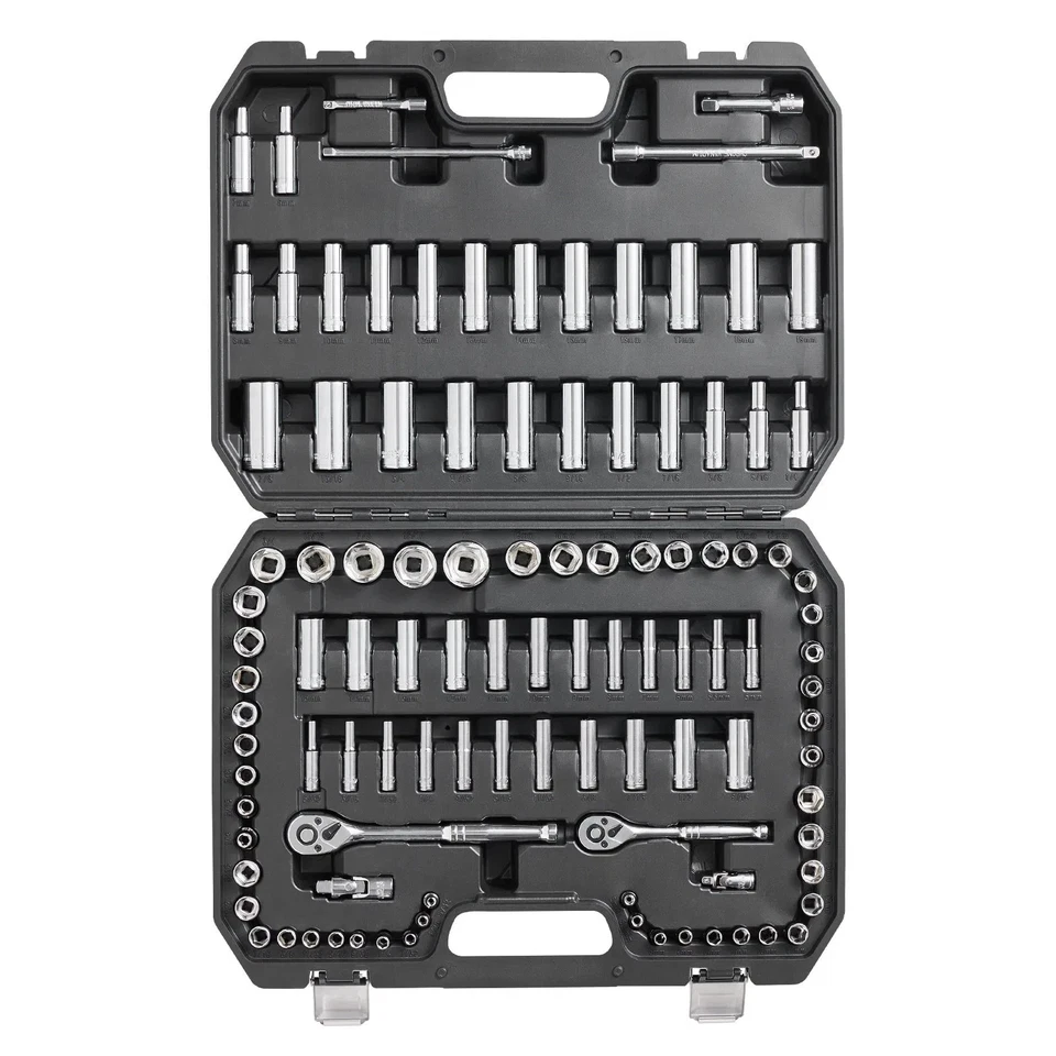 Socket Set, 1/4" and 3/8" Drive Socket and Ratchet Set, 6-Point Socket Opening, - Image 1 of 1