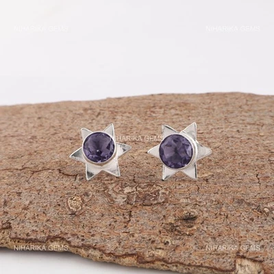 925 Plata de Ley Iolita Piedra Negro Friday Wife Colgante Aniversario Pendientes - Imagen 1 de 4