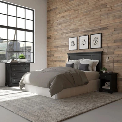 Cabeceira Bedford 3 peças queen/completa suporte noturno e peito preto queen - Imagem 1 de 4