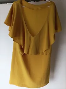 Zara Basic Rüsche Minikleid gelb M - Bild 1 von 4