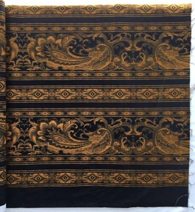 Jinny Beyer Milan Fabric Border Basics Gold Black Paisley 44 Inch 2014 OOP 3 Yds - Picture 1 of 6