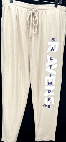 NEW Baltimore Ravens NFL Team Apparel Beige Sweatpants Pajamas Sleepwear Mens L Cover