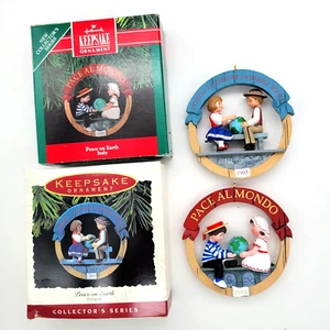 2 Hallmark Ornament Peace on Earth Series #1 Italy (1991) and 3rd (1993) Poland - Picture 1 of 6