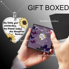 Daughter Gifts for her Silver Necklace chain Card Gift Box presents Heart