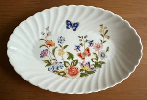 AYNSLEY FINE BONE CHINA ENGLAND - COTTAGE GARDEN PATTERN OVAL FLUTED DISH - Picture 1 of 4