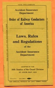 Order of Railway Conductors of America Laws Rules Regulations 1919 - Bild 1 von 3