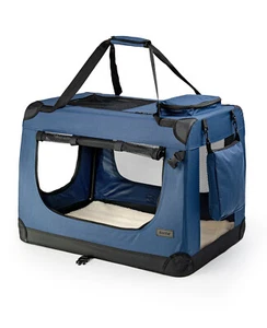B-Ware: lionto Hundetransportbox Hundetasche Hundebox faltbar S Dunkelblau - Bild 1 von 6
