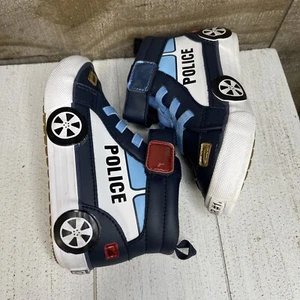 H&M Toddler Boys Shoes SZ 7.5 High Top Adjustable Strap Police Car Sneakers - Picture 1 of 13