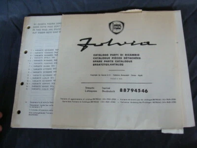 Lancia Fulvia aggiornamento catalogo parti di ricambio 88794546 - Immagine 1 di 4