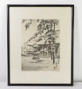 Vtg 1930s JAPAN Signed ETCHING of CHIONJI TEMPLE, KYOTO Art Print BUDDHIST Asian - Picture 1 of 8