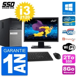 PC tour DELL 9010 Pantalla 22" Intel Core i3-2120 RAM 8Go GB 2To Windows 10 Wifi - Imagen 1 de 7
