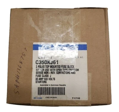 全新 Eaton C350KJ61 3 杆 顶部安装保险丝块,30 安培,600 伏 — 第 1/3 张图片