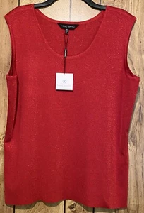 Neu mit Etikett Ming Wang XL rot metallic ärmellos U-Ausschnitt Shell Top - Bild 1 von 2