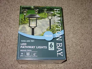 Hampton Bay Solar Bronze Outdoor Integrated LED Landscape Pathway Lights 6 Pack - Picture 1 of 1