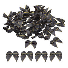 50Pcs Mini Metallic Edge Ribbon Bow 1" Flower Bows Soft Gold Edge Black
