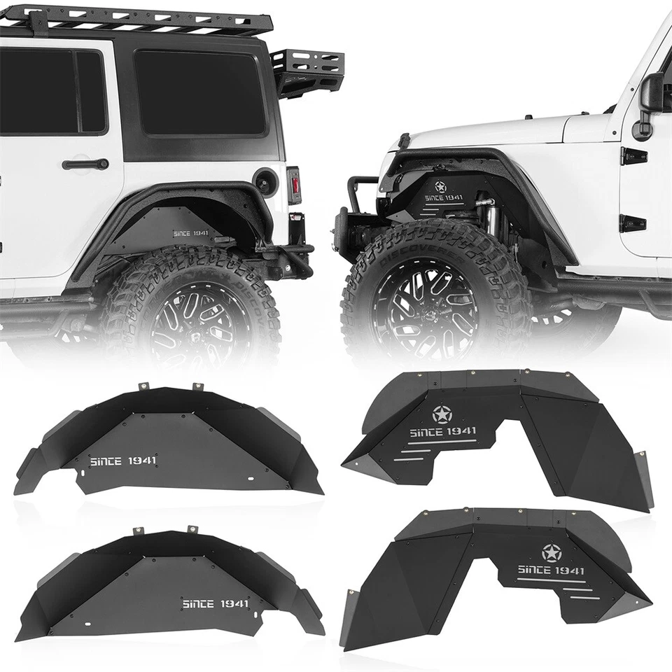 Forros interiores de aluminio para guardabarros delanteros/traseros para Jeep Wrangler JK JKU 2007-2018 Foto 1 de 4