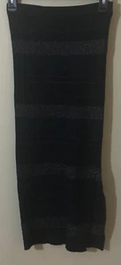 House of Harlow 1960 Ribbed Midi Pencil Stripes Skirt Black Sz S NWT - Picture 1 of 5