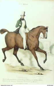 Gravure La mode 1836 n°499 Redingote veste piquée (travestissement) - Picture 1 of 1