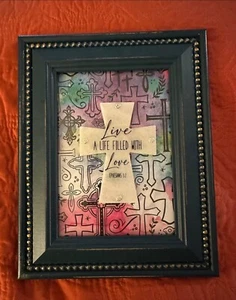 Gestresstes blau gerahmtes Kreuz. Trauergeschenk - Bild 1 von 2