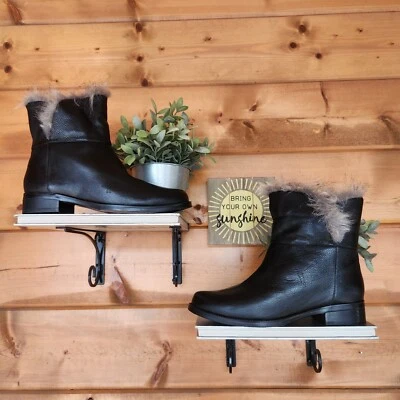 Botas Ellen Tracy Bear de cuero granulado negro piel sintética piel de oveja talla 8,5 M Foto 1 de 4