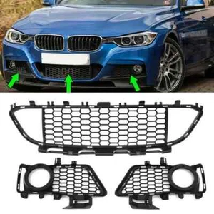 3Pcs Front Lower Side Bumper Grille Fog Light Grill For BMW 3 Series F30 2012-18 - Picture 1 of 11