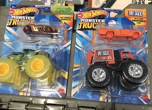Hot Wheels Monster Trucks Set Of Two W/ Bonus Car ( T 5 ) - Picture 1 of 2