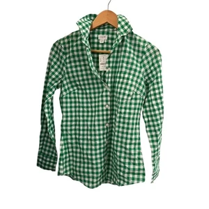 J.Crew Button-Down Hemd Herren L grün weiß Gingham Karo Baumwolle (UNPERFEKT) - Bild 1 von 8
