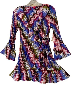 Sunny Leigh Top S Silky Accordion Pleated True Wrap Style Fairycore Shirt Blouse - Picture 1 of 6