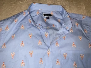 CLUB ROOM LOBSTER BLUE PRINT CAMP SHIRT SZ XL 100% POPLIN COTTON NEW W/TAGS $48 - Picture 1 of 10