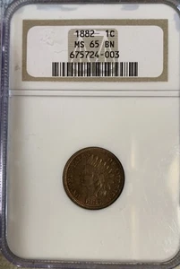 1882 Indian Head Cent 1c NGC BN 65 - Picture 1 of 2