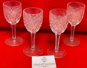 4 St. Louis Cristal Französischer Kristall Florenz Ananas Schliff Burgunder Wein 6,5" - Bild 1 von 5