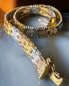  Brazalete italiano de eslabones de ley chapado en oro firmado Milor - Imagen 1 de 18