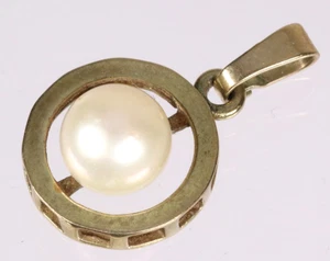 Mid Century 1950's Anhänger 333 Gold 8K Goldanhänger mit Perle pearl pendant - Bild 1 von 7