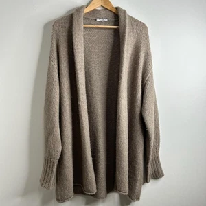 MM Lafleur Sweater Womens Medium Large Brown Yak Alpaca Open Front Cardigan Cozy - Picture 1 of 9