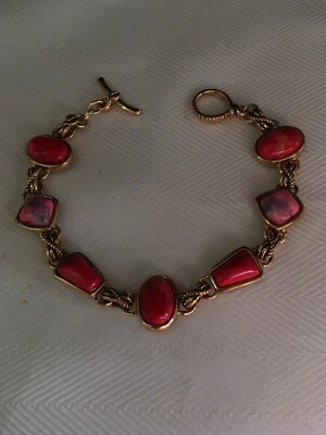 Beautiful Barse Southwestern Pure Bronze Red And Pink Howlite 71/2” Bracelet - Image 1 of 4