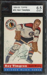 1954-55 TOPPS #13 RAY TIMGREN KSA 6.5 BLACKHAWKS *DS13114