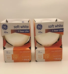 2 New GE 40w Soft White Decorative G25 Bulb Globe 90879 - Picture 1 of 5