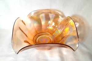 Vintage Marigold Iridescent Iris Carnival Glass Ruffled Edge 8" Centerpiece Bowl - Picture 1 of 6