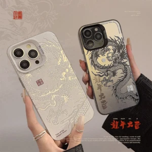 Czarne etui na telefon Dragon do iPhone 12 13 14 15 16 Pro Max Plus etui ochronne - Zdjęcie 1 z 16