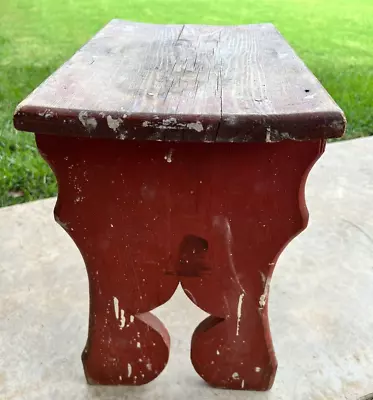 Vtg Primitive Rustic Farmhouse Wooden Stool Table Nice Patina Paint Splattered • 45.99£