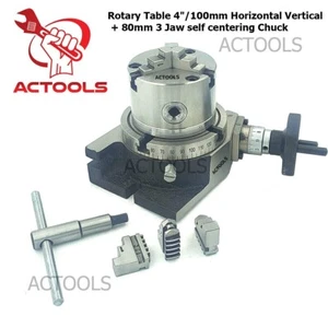 Drehtisch 4 Zoll / 100 mm HV + 80 mm selbstzentrierendes Spannfutter mit 3 Backe - Bild 1 von 5