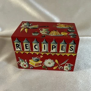 Stylecraft Rezeptbox rot Vintage Metall 5”B 3,5”T 3”D Sammlerstück Geschirr - Bild 1 von 5