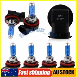 2-6x H11 55/100W Xenon White 5000K Halogen Blue Car Head Light Lamp Globes Bulbs - Picture 1 of 8