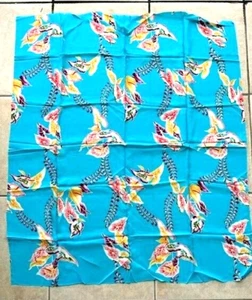 Vintage 70's New HAWAIIAN Tropical Floral Silky Rayon Fabric Remnant 38" x 44" - Picture 1 of 9