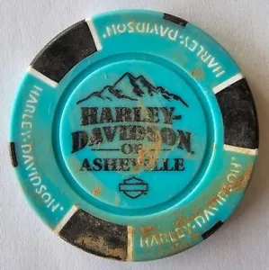 HARLEY-DAVIDSON OF ASHEVILLE (NC) Sig Lt Blue/Black HURRICANE HELENE Poker Chip - Picture 1 of 4