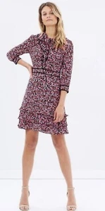 Review Parlour Girl Pussy Bow Floral Dress Size AU 12 US 8 - Picture 1 of 4