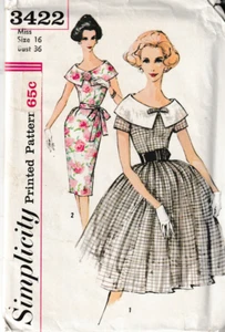 Simplicity 3422 c1960s Misses Lovely Day Dress; Gr. 16 - Bild 1 von 2